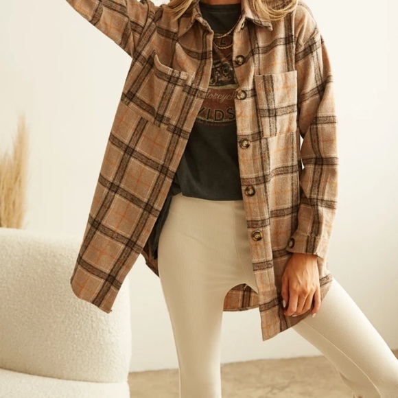 Shein Dylan Plaid Flannel Shacket Shirt 